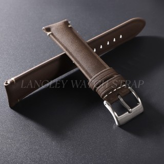 Dây đeo đồng hồ da thật mờ 20mm 22mm Dây đeo đồng hồ da bò thạch anh Đồng hồ cơ Vòng đeo tay nam nữ Đen Xám Nâu