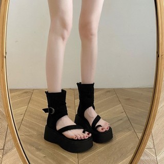 Dép Sandal Tăng Chiều Cao Giày Retro Đế Dày Dép La Mã Cho Phụ Nữ Mùa Hè 2025 Thời Trang Mới Dép Kẹp Mũi Tăng Chiều Cao Giày Boot Ngắn Có Khóa Sau