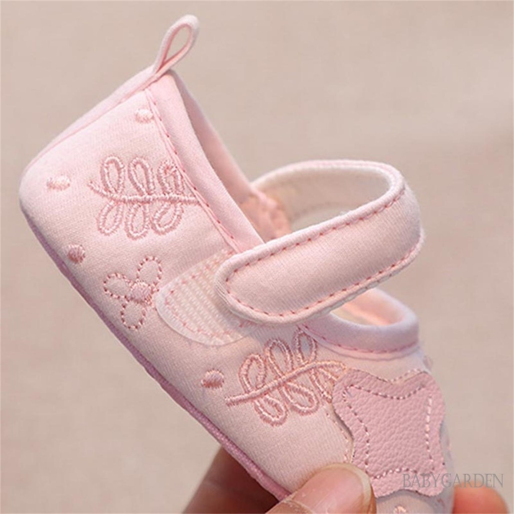 / / -Baby Girl Đế Mềm Thêu Chống Trơn Trượt Đế Mềm Mary Jane Giày Đi Bộ Thông Thường Cho Bé Sơ Sinh Tập Đi