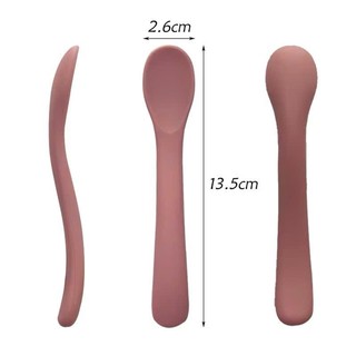 Thìa silicone cán đặc, muỗng ăn dặm cho bé 5m+ đúc nguyên khối KidMart chất liệu an toàn