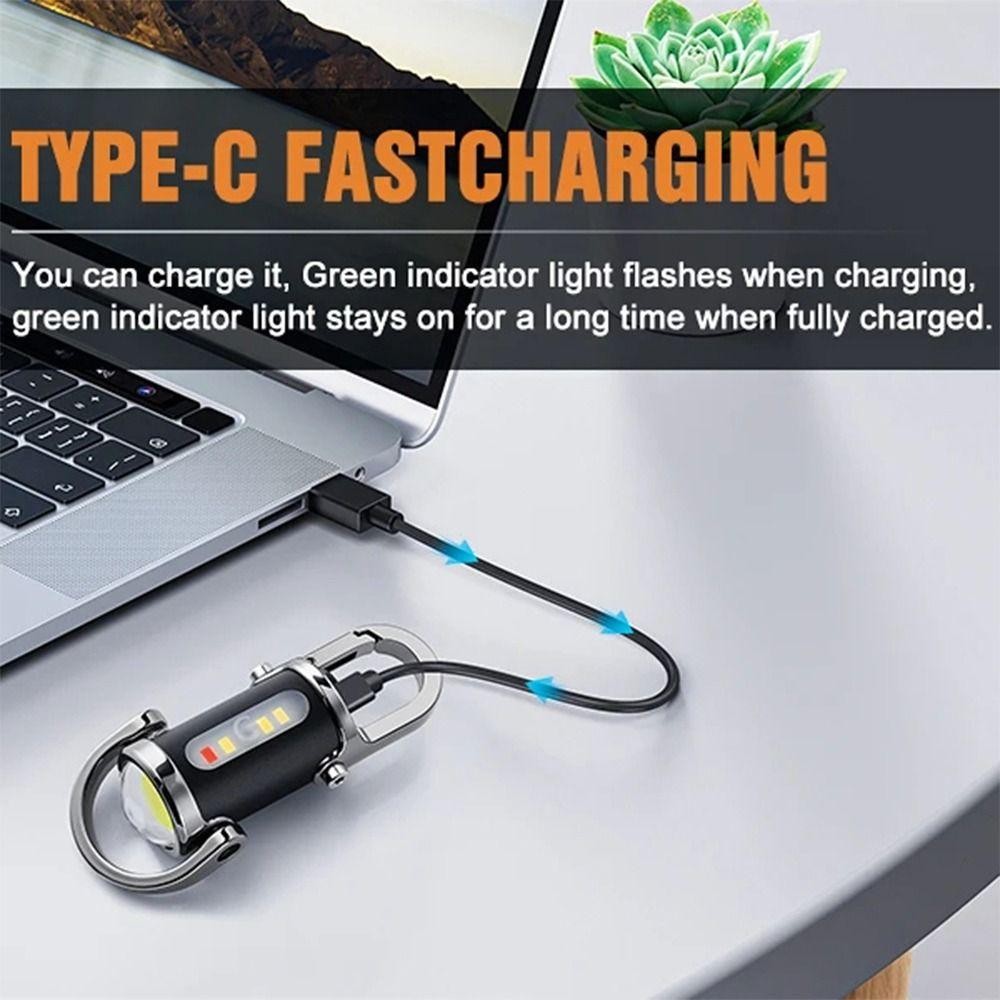 Đèn pin móc khóa SUNKISSD LED siêu sáng, sạc USB, nhiều màu, phù hợp cắm trại và hoạt động ngoại trời