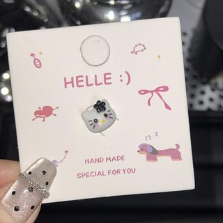 Bán chạy Thời Trang Đen Da Mèo Kitty Series Bông Tai Thép Titan