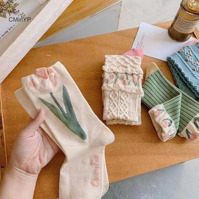 Cminyp Mới Tất Nữ Phong Cách Hàn Quốc Xu Hướng Hoa Tất Cotton Thường Ngày Bé Gái Thủy Thủ Đoàn Tất Vinh Quang