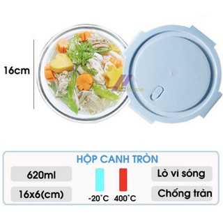 Hộp cơm thủy tinh tròn cao cấp có nắp hút chân không đựng thực phẩm đa năng