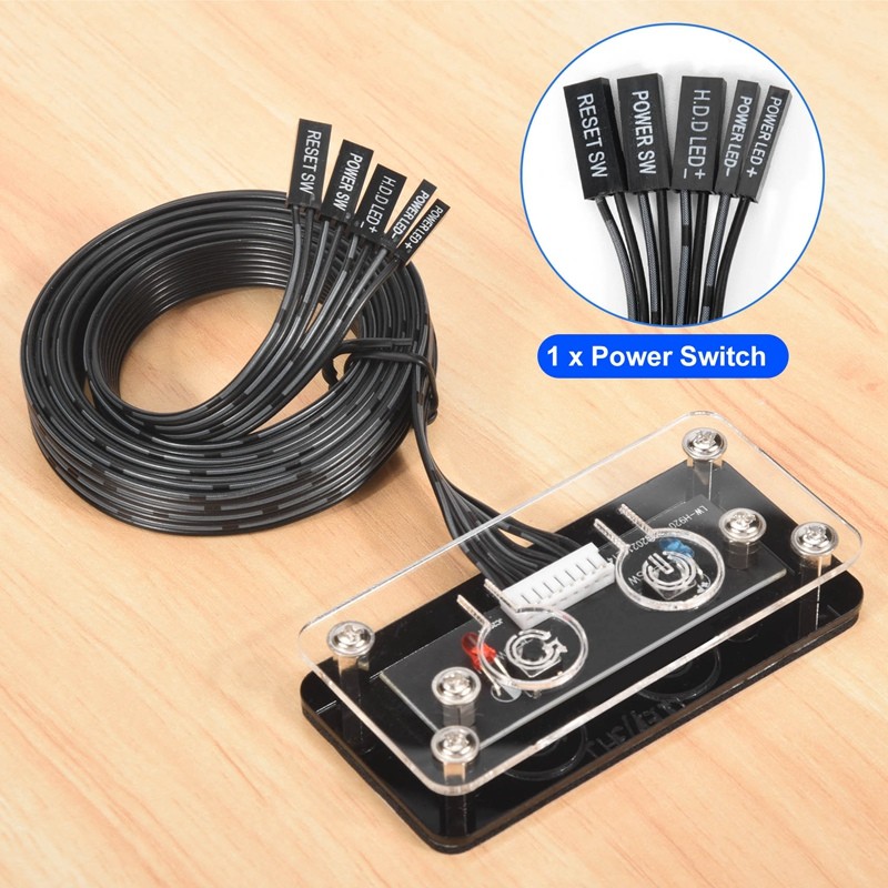 Công tắc máy tính để bàn Nút nguồn bên ngoài + Nút khởi động lại Vỏ PC Nút cấp nguồn