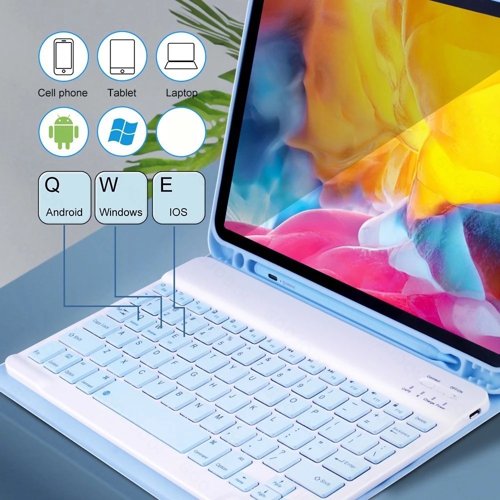 Bàn Phím Bluetooth Bàn Phím Không Dây 10 Inch Có Chuột Mini Im Lặng Power Fill Bàn Phím Cảm Ứng Di Động Cho IPad Xiaomi Redmi Máy Tính Bảng Laptop