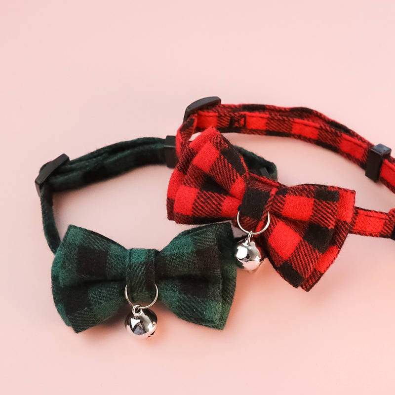 【Ready Stock】 Special Offer Christmas Bow Tie Pet Collar Santa Claus Cat Dog Bell Safety Buckle Ornament Decorative Bowknot 6e84