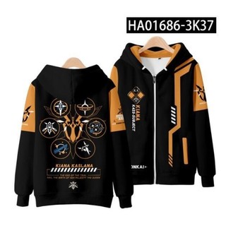 GN Honkai Star Rail Fu Hua áo khoác dây kéo hoodie unisex dài tay cosplay
