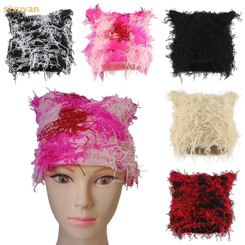 Siyuyan 1 Mũ Dệt Kim Tai Dễ Thương Unisex Thời Trang Đường Phố Punk Hip Hop Mũ Balaclava Beanies Mùa Thu Đông Mũ Dành Cho Nữ VN