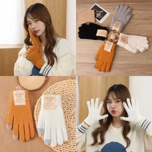 Găng tay dệt kim co giãn màn hình cảm ứng mùa đông mới dành cho nam và nữ đi xe đạp Găng tay dày chống lạnh và ấm áp