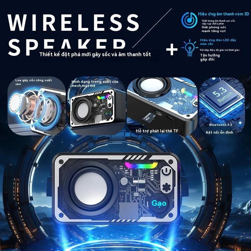 Loa Bluetooth không dây V1 Loa tích hợp RGB Âm nhạc sạc Subwoofer Mini ...