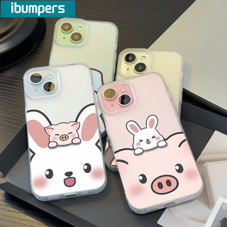 ibumpers Ốp Lưng iPhone Dễ thương Thỏ Con Heo đôi Ốp Điện Thoại TPU Trong Suốt Mềm nhám mờ Chống Sốc Chống Bẩn Cho Iphone 16 15 14 12 13 11 Pro Max IP 7 8 Plus X XS XR