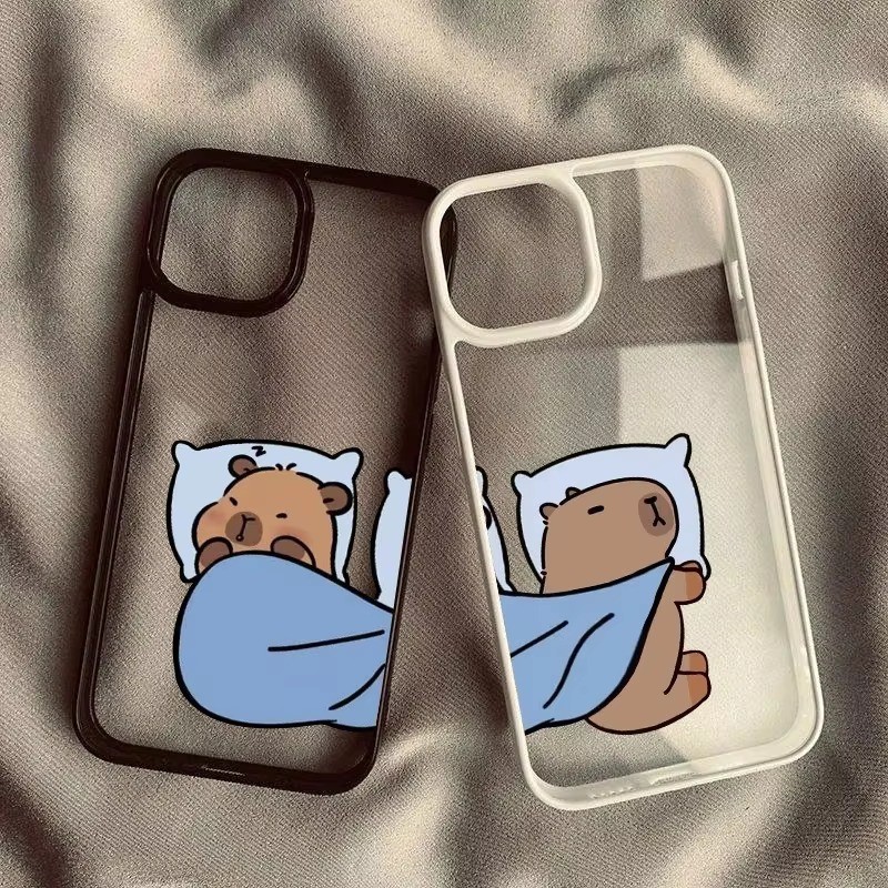 Ốp Điện Thoại Cặp Đôi Capybara Hoạt Hình Dễ Thương Cho Samsung S24 S25 Ultra S24 S23 FE S23 S22 S21 Plus S20 S21 FE Thỏ Gấu Trong Suốt