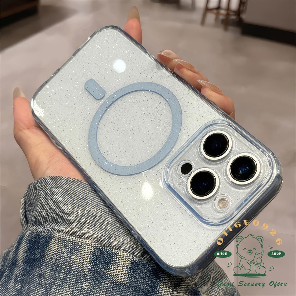Ốp điện thoại từ tính lấp lánh trong suốt iphone16 Pro Max 15 14 13 cho vỏ iPhone Vỏ mềm silicon TPU chống sốc
