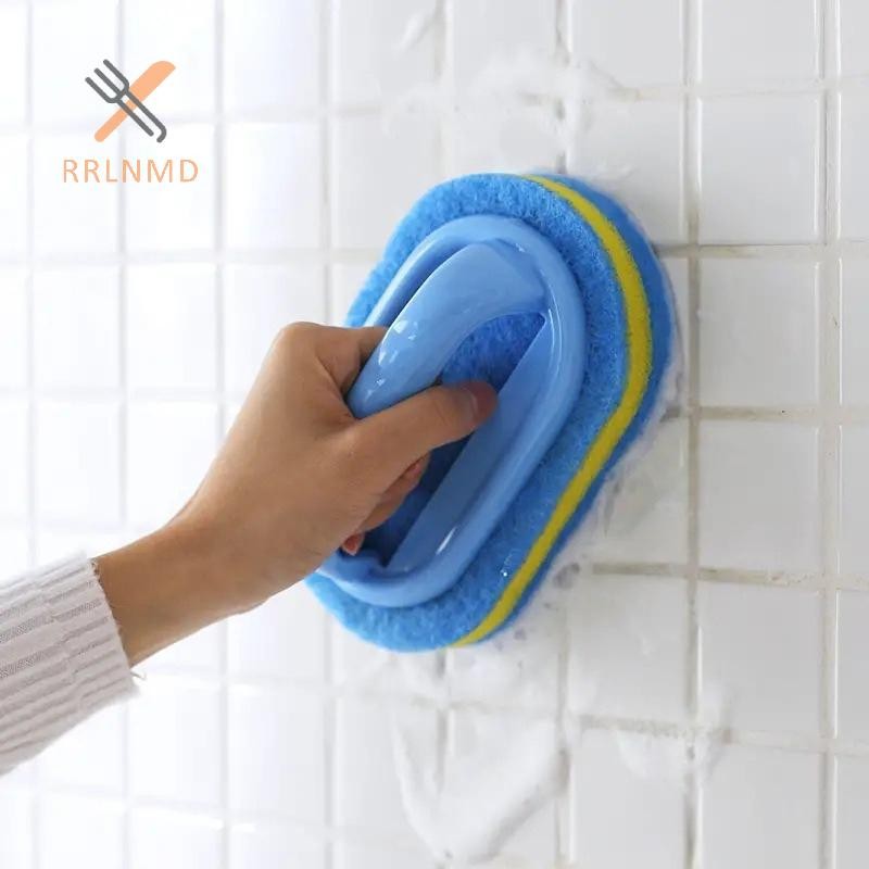 Rrlnmd Bọt Biển Bàn Chải Làm Sạch Có Tay Cầm Bồn Tắm Ngói Chà Bàn Chải Nhà Bếp Phòng Tắm Vệ Sinh Bàn Chải Xốp Hộ Gia Đình Vật Dụng Vệ Sinh MỚI