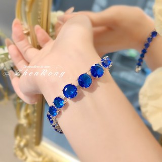 Châu Âu Mỹ ins Phong Cách Mới Full Kim Cương Đầy Màu Sắc Vòng Tay Ruby Nữ