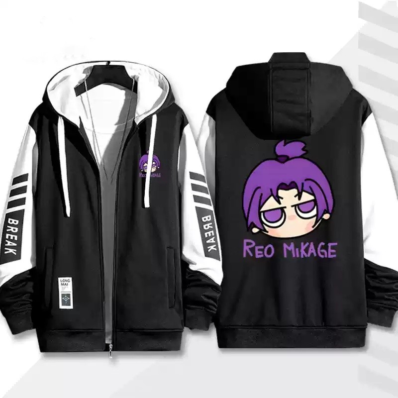 Squ3 KHÓA XANH Isagi Yoichi Chigiri Hyoma Nagi Seishiro áo khoác dây kéo Áo khoác Hoodie