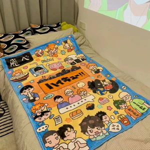 Haikyuu!! Chăn lông cừu san hô Anime – Chăn ngủ mềm để điều hòa, đi văng hoặc giường ngủ, ném nhẹ cho người hâm mộ Anime