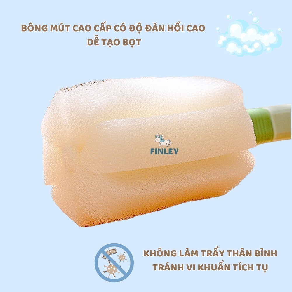 Ảnh Cọ rửa bình sữa, cọ rửa ly cốc FINLEY Moonie 4 màu, tay cầm kéo dài 4 mức tới 35cm, cọ được ly cao 2