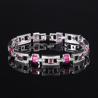 Châu Âu Mỹ ins Phong Cách Mới Vuông Ruby Nhiều Màu Sắc Kho Báu Vòng Tay Nữ