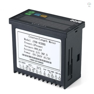 Bộ đếm kỹ thuật số hiển thị Diode phát sáng kép đa chức năng Máy đo chiều dài AC / DC 90 ~ 265V với 2 đầu ra rơle và xung PNP NPN