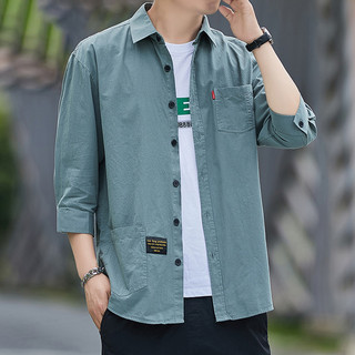 Phong cách Hàn Quốc giản dị nam tay áo ba phần tư mới nhiều túi quần áo công sở thông thường xu hướng áo khoác ve áo