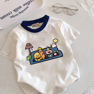 Áo thun ngắn tay in hoạt hình trẻ em cotton nguyên chất mới mùa hè, rộng rãi, mỏng, phong cách Hàn Quốc cho bé trai và bé gái