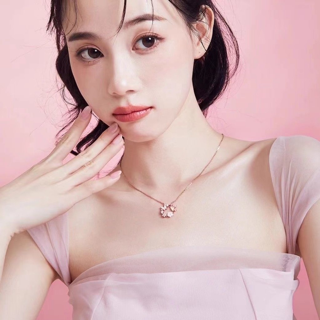 Dây chuyền nữ thời trang mới thiết kế nhỏ tươi 925 bạc sterling hoa bướm vương miện