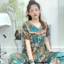 Đồ bộ lụa Mango cổ vuông bèo tay ngắn quần dài áo chích ly từ 40 tới 65kg