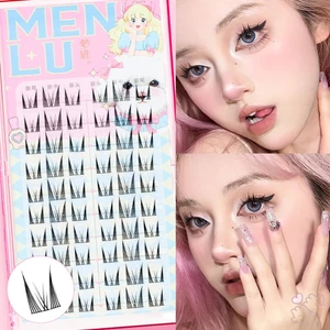 Lông mi giả Mèo ban đêm 10 hàng lông mi nhỏ có dung lượng lớn Màu đen lông mi giả kéo dài C Curl DIY có thể tái sử dụng