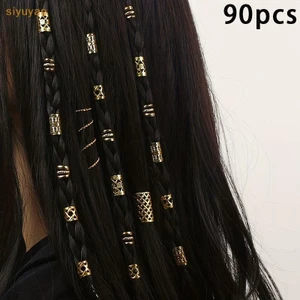Siyuyan 60 / 90 Chiếc Hợp Kim Tóc Trang Sức Tóc Vòng Bím Tóc Kim Loại Dreadlock Hạt Tóc Nhẫn Đa Phong Cách Bím Tóc Phụ Kiện VN