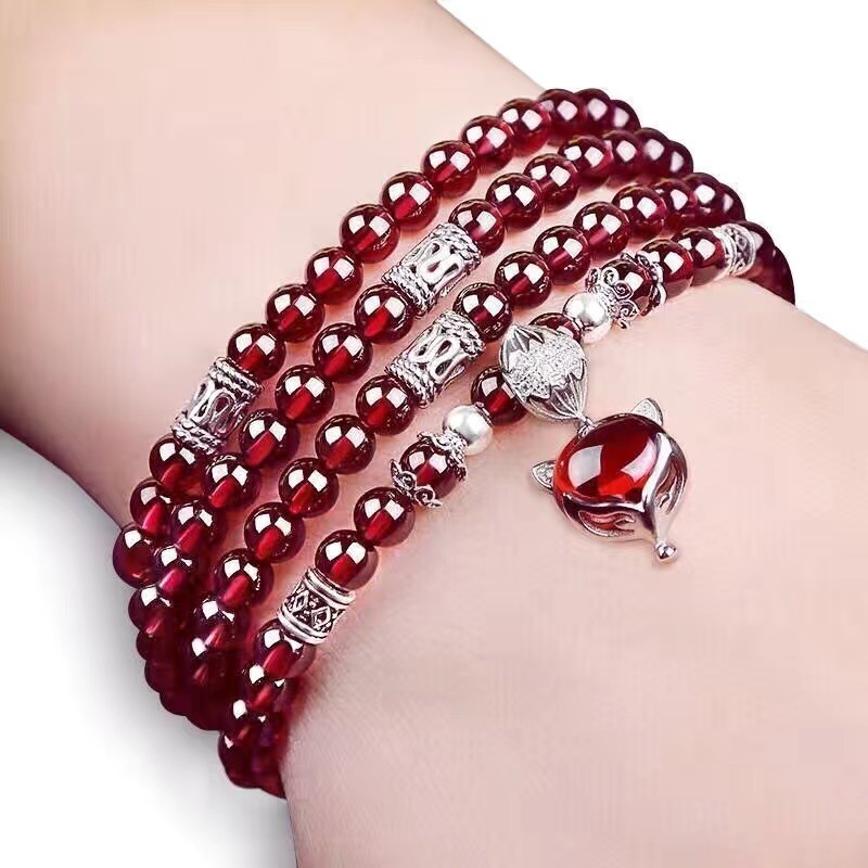 ✨Vòng Tay Garnet Đỏ Nhiều Vòng Quanh Dài Tinh Tế Người Phụ Nữ Đá Cặp Đôi Bạn Gái Nữ Quà Tặng Sinh Nhật 25.4.9