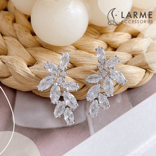 Khuyên tai nữ Bông tai đá phong cách nữ tính bông tai cô dâu, dự tiệc Larme accessories -KT0250