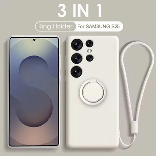 Dành Cho Samsung Galaxy S25 S24 Plus S25 Ultra S24FE Giá Đỡ Nhẫn Từ Tính Silicon Lỏng Vỏ Điện Thoại Chân Đế Chống Sốc Mềm Ốp Lưng