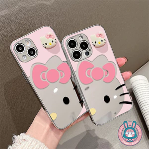 Ốp Điện Thoại Gương 3D Hello Kitty Cho OPPO Reno 13 11 10 9 8 7 6 Pro Plus 7 Lite 8Z 7Z 6Z 5 5K 5Z 4 SE 3 4G 2Z 2F F15 F11 5G 4G Vỏ Hoạt Hình Mạ Dễ Thương Ốp lưng chống rơi