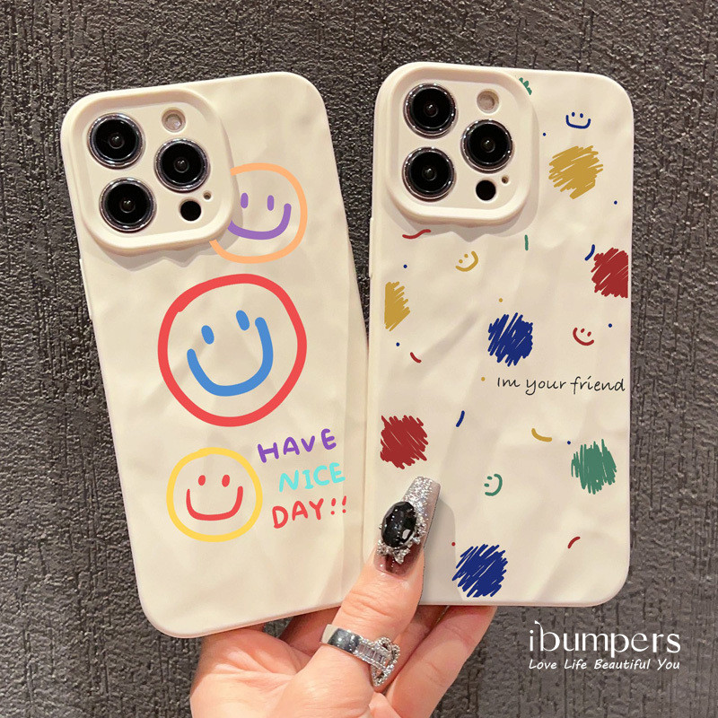 ibumpers Ốp Lưng IPhone Thời Trang Vui Nhộn Nhiều Màu Sắc Họa Tiết Cười Cho IPhone 16 15 14 12 13 11 Pro Max IP 7 8 Plus X XS XR Ốp Điện Thoại Silicon Mềm Chống Sốc