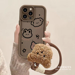 ibumpers Ốp Lưng IPhone Họa Tiết Hoạt Hình Đáng Yêu Đơn Giản Có Dây Đeo Ốp Điện Thoại Dày Dặn Silicon Mềm Chống Sốc Chống Bẩn Cho IPhone 16 15 14 12 13 11 Pro Max IP 7 8 Plus X XS XR