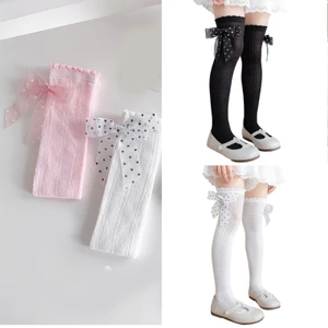 Treeling 1 Cặp Đáng Yêu Trẻ Em Ren Ruffle Vớ Nơ Trang Trí Cotton Chiều Dài Đầu Gối Tất Cho Bé Gái Ngọt Ngào Thời Trang Bab