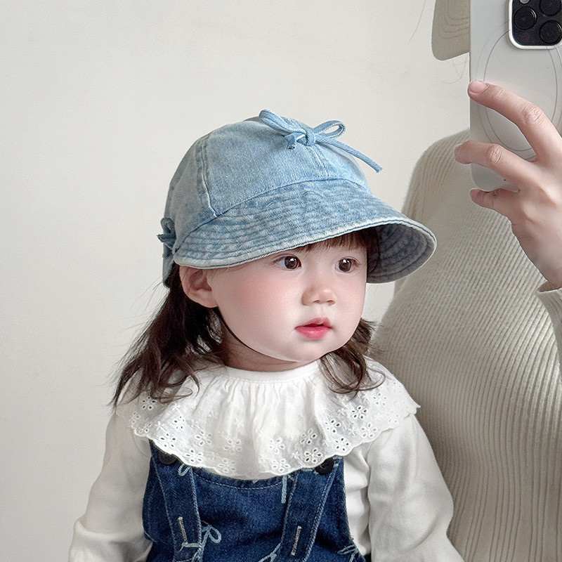 Mũ cho bé mùa hè Mũ che nắng Denim trang trí nơ dễ thương 6- 36 tháng