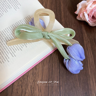 DREJEW Acrylic vải nơ tulip kẹp tóc ngọt ngào nhỏ tươi kẹp thời trang cao cấp khí chất phụ kiện tóc nữ