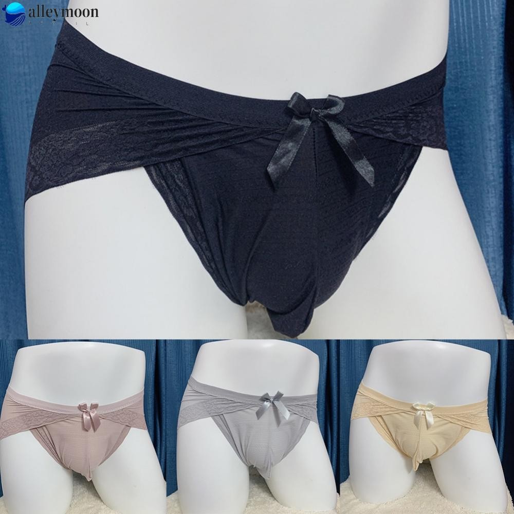 Mềm Nam Ren Băng Lụa Quần Lót Thông Bikini Quần Đùi Túi G Dây Kaki / Vàng