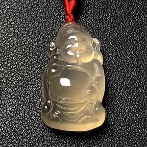 Mặt dây chuyền băng tự nhiên Chalcedony Mã não Mini Thần tài Phụ nữ Mặt dây chuyền tinh tế