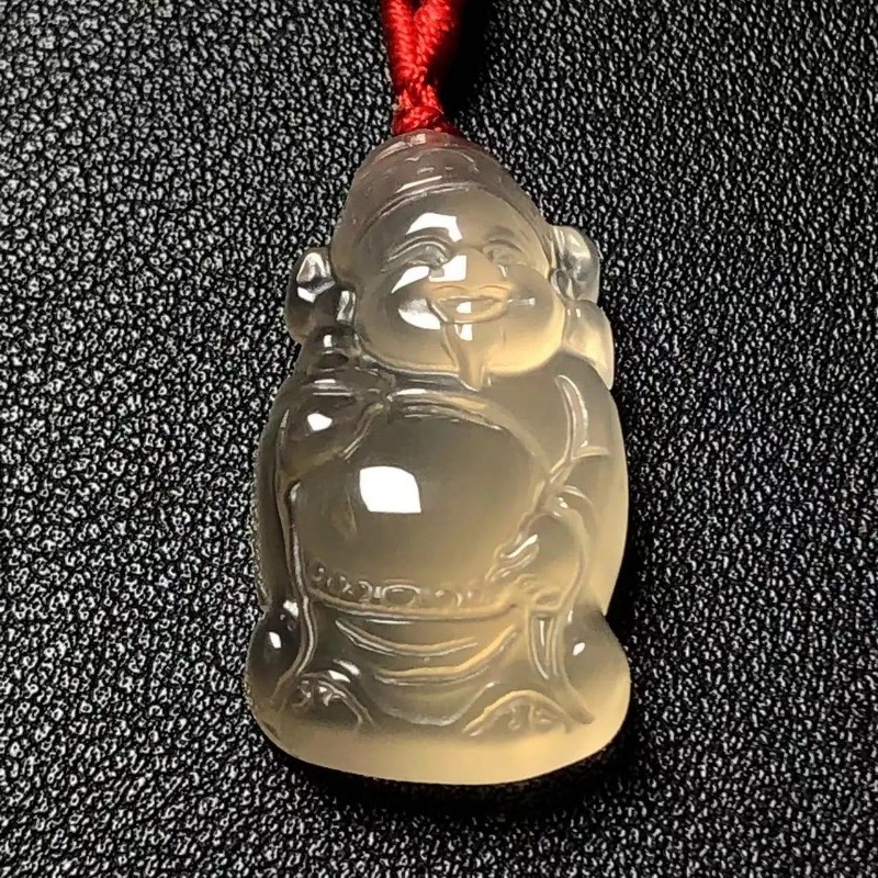 Mặt dây chuyền băng tự nhiên Chalcedony Mã não Mini Thần tài Phụ nữ Mặt dây chuyền tinh tế