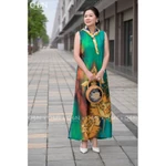 Đầm trung niên suông lụa cao cấp ChiAn CDSN25015G – Họa tiết ombre hoa sen thanh nhã, chất lụa mềm mát tặng mẹ — ảnh 2