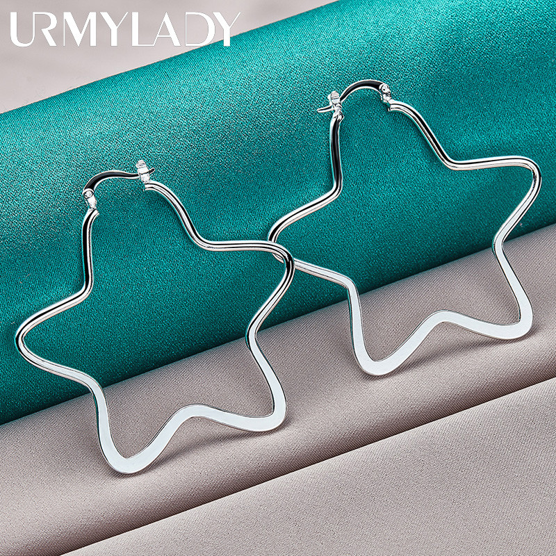 URMYLADY Bạc 925 Ngôi Sao Bông Tai Nữ Thời Trang Cưới Đính Hôn Tiệc Trang Sức Quyến Rũ