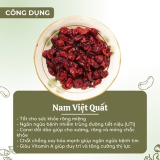 Nam Việt Quất Sấy Khô Không Đường 100G-200G-500G nguyên liệu chế biến Granola, thanh dinh dưỡng, trộn salat, kẹo Nougat…