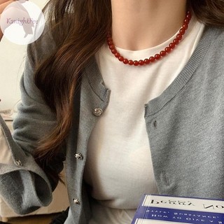 K2nightfee Vintage Đỏ Đính Hạt Dây Chuyền Nữ Phong Cách Trung Hoa Hạt Thủy Tinh Vòng Cổ Tinh Tế Thanh Lịch Choker Thẩm Mỹ Phụ Kiện Trang Sức VN