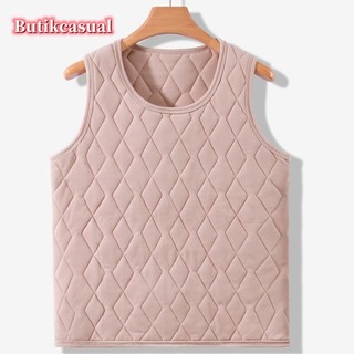 Phụ Nữ Dày Kích Thước Lớn Vest Nhiệt Cotton Trơn Ấm Áp Thoải Mái Áo Thu Đông Mới Áo