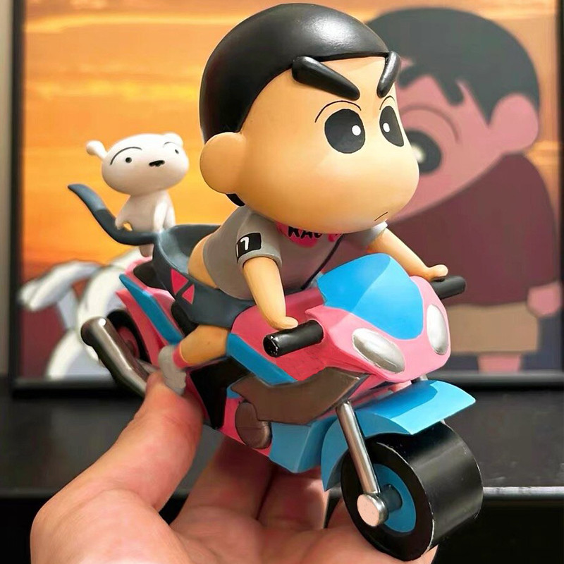 Crayon Shin-Chan Gk Đầu Máy10Cm Mẫu Nohara Shinnosuke Đua Xe Máy Đồ Trang Trí Búp Bê Phòng Trang Trí Bàn Làm Việc Đồ Chơi Người Lớn