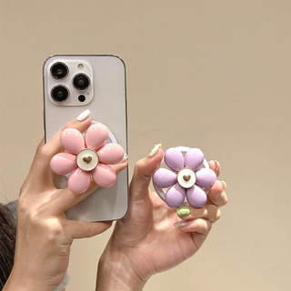 Màu 3d Hoa Tròn Từ Tính Giá Đỡ Điện Thoại Cho IPhone 16 15 14 13 12 Pro Max 14 Plus Có Thể Gập Lại Pop Ring Grip Co Giãn Để Bàn Đứng P3